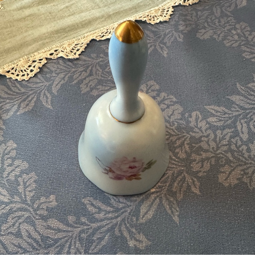 Nipoon Floral Blue and Gold Decorative Ceramic Bell - Picture 2 of 10